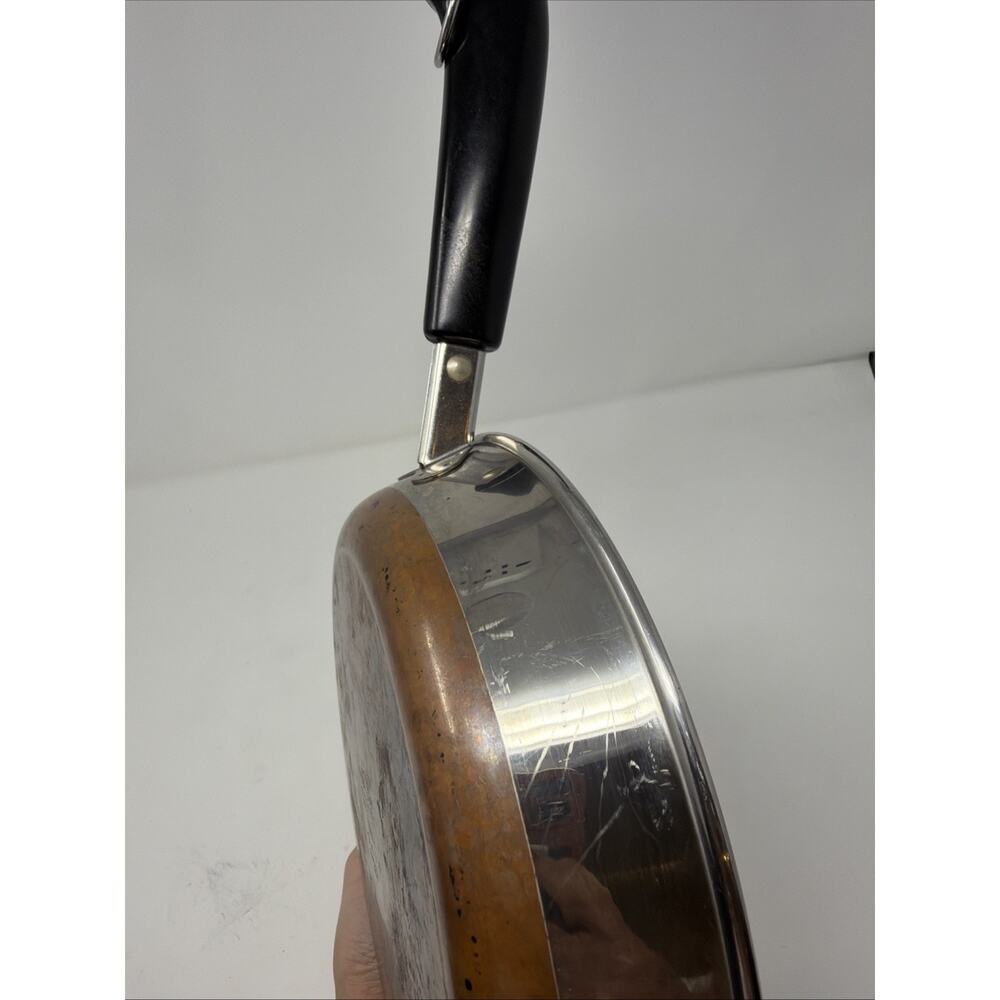 Vintage Revere Ware 9" Skillet Copper Bottom Frying Pan 1801 Clinton, IL USA 88 - Picture 7 of 7